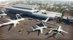 Perspective 3D aérienne d'un aéroport - bureau d'étude