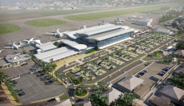 Visuel 3D aérien en axonométrie de l'aéroport