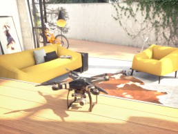 Perspective 3D de détail du salon