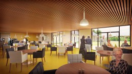 Salle à manger en images de synthèse 3D de l'EHPAD